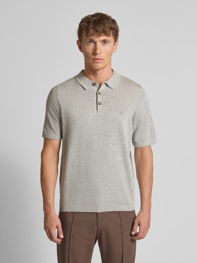 Fynch-Hatton Regular Fit Poloshirt in Strick-Optik Hellgrau 4