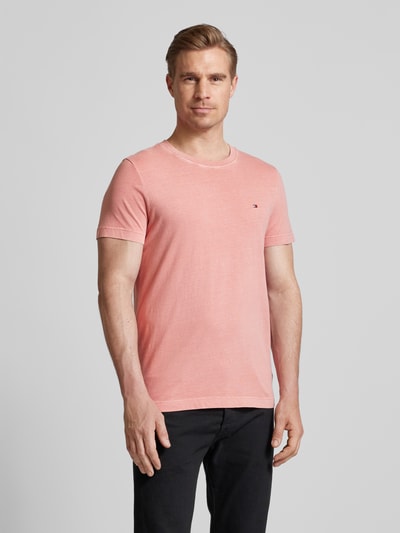 Tommy Hilfiger T-shirt met labelstitching Lichtrood - 4