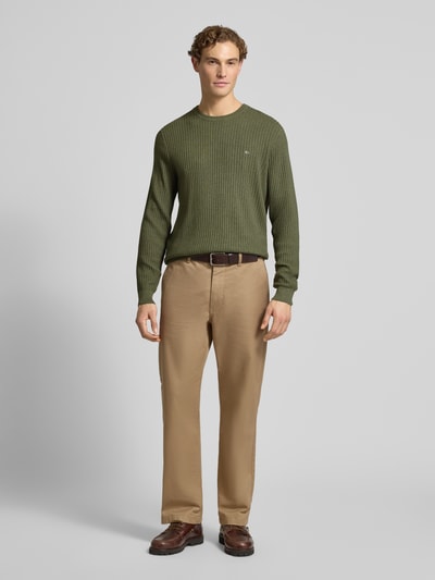 Christian Berg Men Strickpullover mit Label-Detail Oliv Melange 1