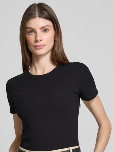 Christian Berg Woman T-Shirt in Ripp-Optik mit Rundhalsausschnitt Black 3