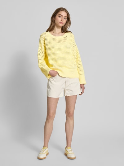Hugo Blue Gebreide pullover met ronde hals, model 'Sumeria' Lichtgeel - 1