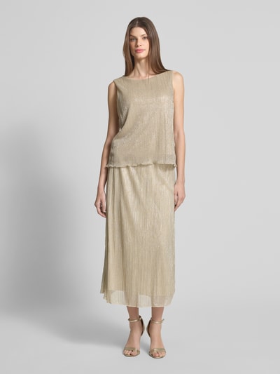 s.Oliver BLACK LABEL Plissérok in midilengte met effectgaren Goud gemêleerd - 1