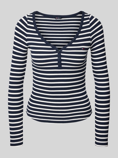 Tommy Jeans Slim Fit Langarmshirt aus Baumwoll-Mix Marine 2