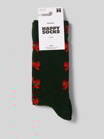 Happy Socks Regular Fit Socken mit Motiv-Stitching Modell 'Bow' Dunkelgruen 3