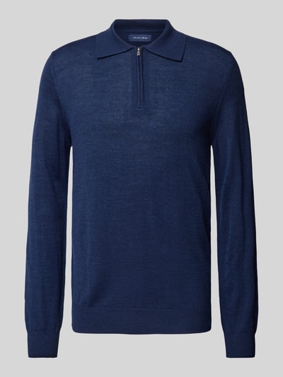 Christian Berg Men Gebreide pullover met korte ritssluiting Donkerblauw gemêleerd - 2