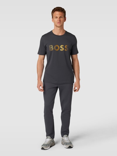 BOSS Green T-Shirt mit Label-Print Graphit 1