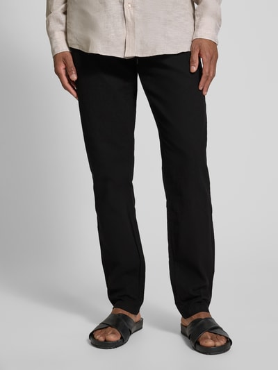 Lindbergh Tapered Fit Leinenhose mit elastischem Bund Black 4