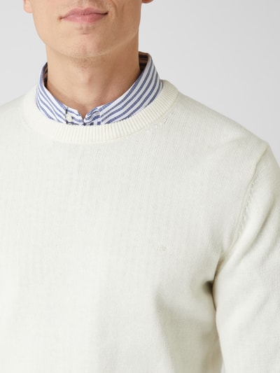 Christian Berg Men Pullover aus Baumwoll-Woll-Mix Offwhite 3