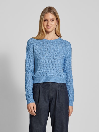 comma Gebreide pullover met ribboorden Marineblauw - 4