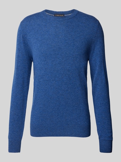 Christian Berg Men Strickpullover mit gerippten Abschlüssen Jeansblau Melange 2