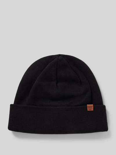 Barts Beanie met labeldetail, model 'WILLES' Zwart - 1