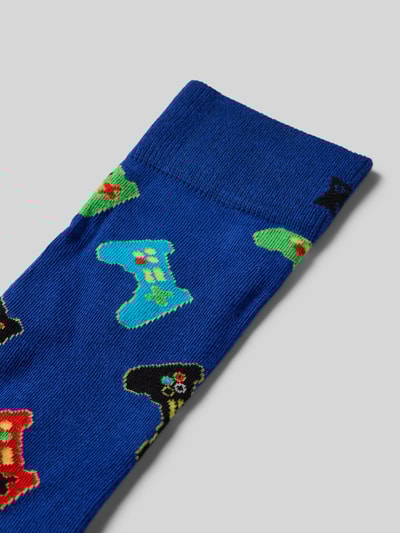 Happy Socks Sokken met motiefstitching, model 'CONTROLLER' Koningsblauw - 2