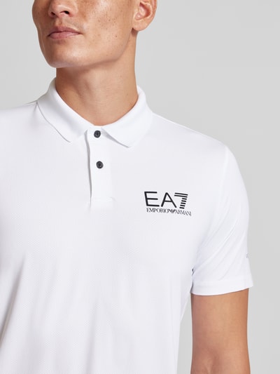 EA7 Emporio Armani Slim fit poloshirt met labelprint Wit - 3