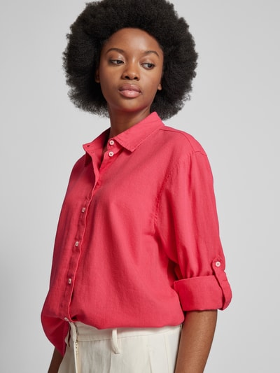 ICHI Linnen blouse met platte kraag, model 'Lino' Fuchsia - 3