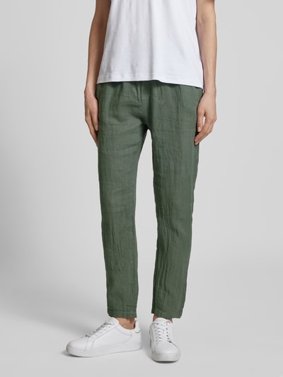 ZABAIONE Leinenhose mit elastischem Bund Khaki 4