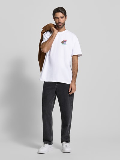 Les Deux T-shirt met labelprint en ronde hals Wit - 1