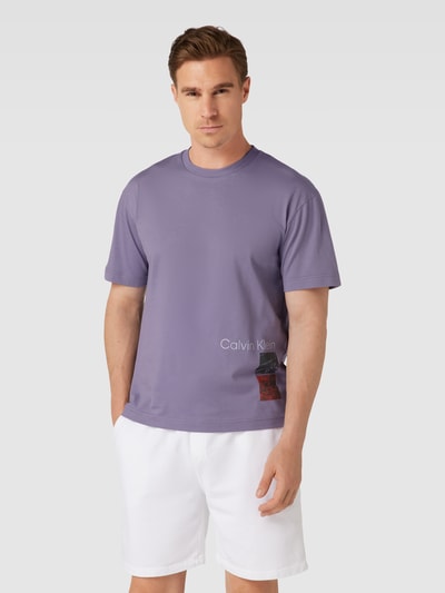 CK Calvin Klein T-shirt met labelprint Lila - 4