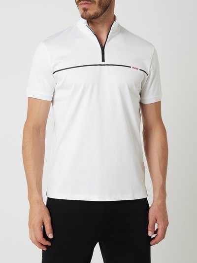 HUGO Poloshirt met ritssluiting, model 'Daxham' Wit - 4