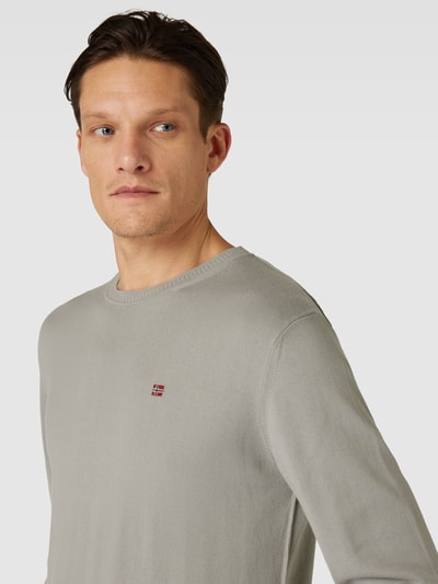 Napapijri Gebreide pullover met labelstitching, model 'DECATUR' Steengrijs - 3