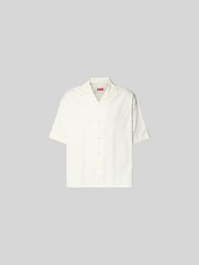 Produktfoto, Freizeithemd mit Strukturmuster von Kenzo in Creme, Kurzärmelig, Relaxed-Fit, Reine Baumwolle, Reverskragen, Vorderansicht