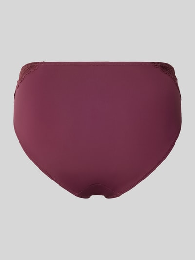 Produktfoto, Slip mit Spitzenbesatz von DORINA in Dunkelrot, elastischer Bund, glatte Oberfläche, körpernahe Passform, Rückenansicht