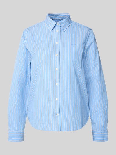 Productfoto, Regular fit blouse met labelstitching model 'ONEBUY' van Gant, puur katoen, overhemdkraag, knoopsluiting, blauw met witte strepen