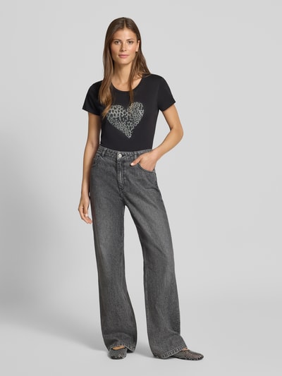 Liu Jo White T-Shirt mit Ziersteinbesatz Black 1