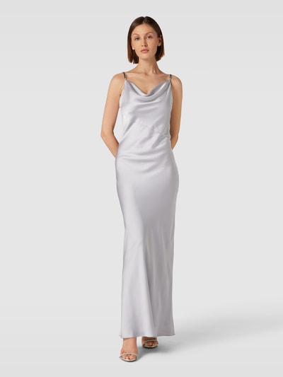 Swing Abendkleid mit Wasserfall-Ausschnitt Silber 4