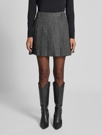 Copenhagen Muse Faltenrock mit Knopfverschluss Modell 'TRINA' Mittelgrau Melange 4