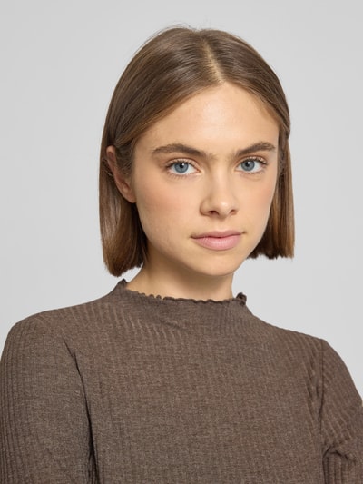 Only Comfort Fit Langarmshirt mit Viskose-Anteil Modell 'EMMA' Schlamm Melange 3