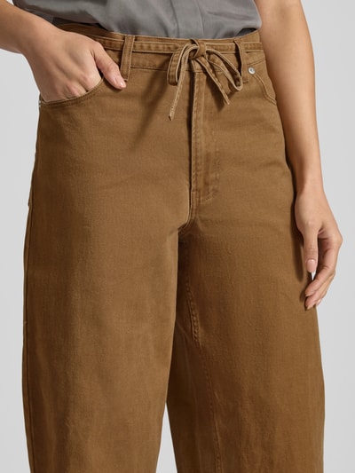 Samsøe Samsøe Jeans met wijde pijpen en strikceintuur, model 'HARPER' Cognac - 3