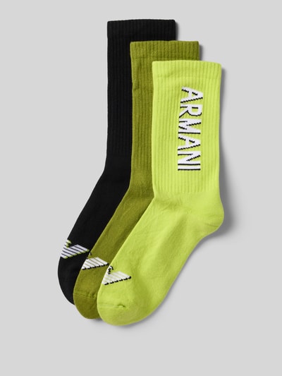 Emporio Armani Socken mit Label-Stitching im 3er-Pack Oliv Melange 1