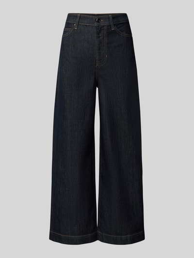 Productfoto, Relaxed Fit Jeans uit katoenmix van s.Oliver BLACK LABEL, donkerblauw, wijde pijpen, zichtbare stiksels