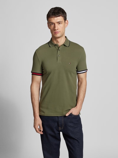 Tommy Hilfiger Slim fit poloshirt van een mix van katoen en elastaan Olijfgroen - 4