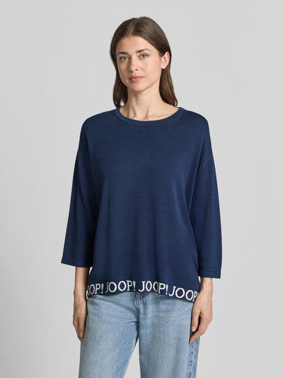 JOOP! Strickpullover mit Label-Details und 3/4-Arm Modell 'Kussa' Marine 4