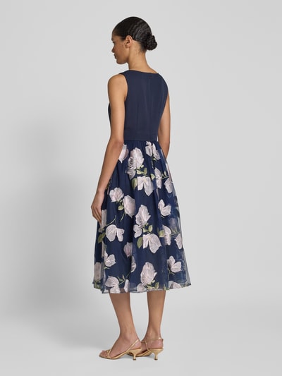 Christian Berg Cocktail Knielanges Cocktailkleid mit V-Ausschnitt Marine Melange 5