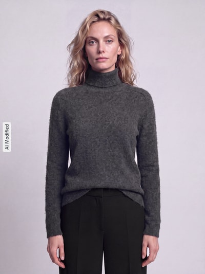 MM by Max Mara relaxed fit pullover van mix van wol en kasjmier model 'CARIOCA' Antraciet - 4