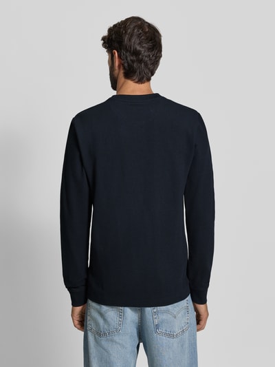 Christian Berg Men Shirt met lange mouwen, structuurmotief en ronde hals Marineblauw - 5