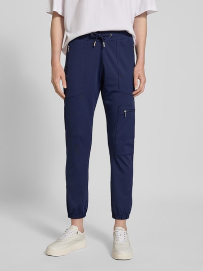 monari Slim fit stoffen broek met ritszakken Marineblauw - 4