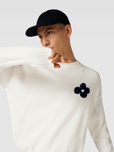 Lardini Pullover mit Motiv-Stitching Offwhite 3