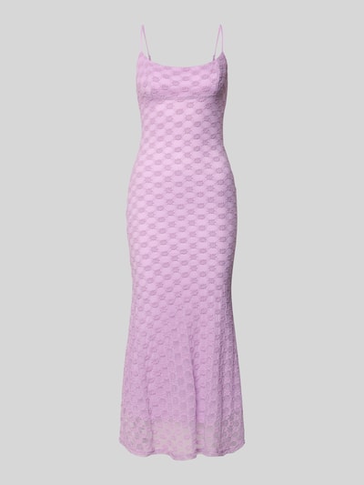 Produktfoto, Slim Fit Midikleid mit floralem Allover-Spitzenbesatz von Bardot in zartem Fliederton, Elastischer-Material-Mix mit Baumwoll-Anteil, Mesh, Spaghettiträger, blickdichter Unterrock, Rückenlänge 125 cm bei Größe 36