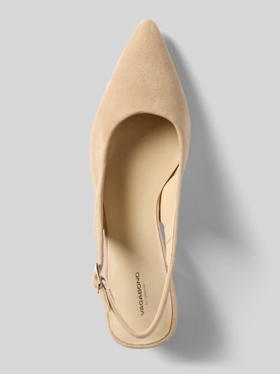 Produktfoto, Slingbacks aus echtem Veloursleder Modell 'MARTA' von Vagabond, Optik: Unifarben, Schuhspitze, Blockabsatz, Dornschließe, Sohle: Leicht strukturiert, Materialverarbeitung: Velours, Material: Leder, beige Farbtöne, feine Textur