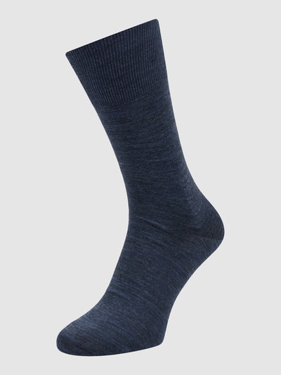 Falke Sokken van scheerwolmix, model 'Airport Sock' Rookblauw - 1