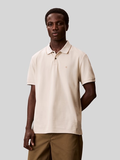 CK Calvin Klein Poloshirt mit Logo Stitching aus reiner Baumwolle Offwhite 4