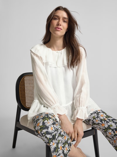Weekend Max Mara Regular Fit Bluse aus Viskose-Leinen-Mix Modell 'ASTRO' Weiss 3