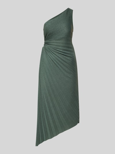 Produktfoto, Cocktailkleid in asymmetrischem Look von V by Vera Mont, grün, Material-Mix mit Stretch, tailliert, Falten, Midikleid, One-Shoulder
