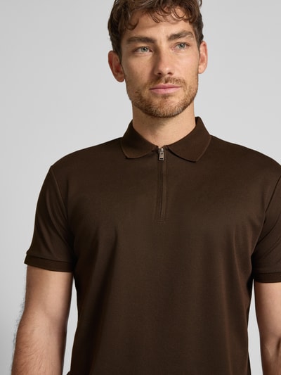 SELECTED HOMME Regular Fit Poloshirt aus Baumwoll-Mix Modell 'FAVE' Dunkelbraun 3