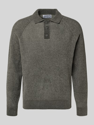 JAKE*S STUDIO MEN Sweter z dzianiny z kołnierzykiem polo Ciemnoszary 2