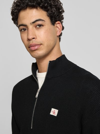 Calvin Klein Jeans Loose Fit Troyer mit gerippten Abschlüssen Black 3
