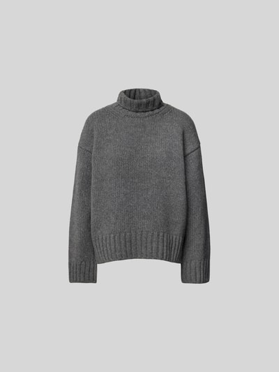 Closed Oversized Wollpullover in Strick-Optik Hellgrau 1